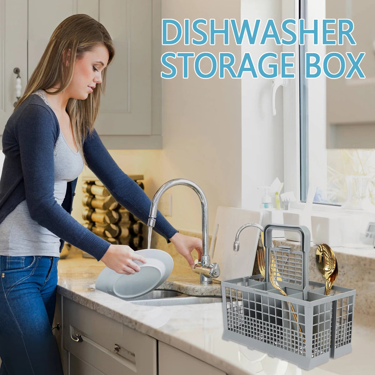 Dishwasher Cutlery Basket Universal Foldable Dishwasher Basket Replacement Rack Accessory Cutlery Holder for Kitchen Fork Spoon